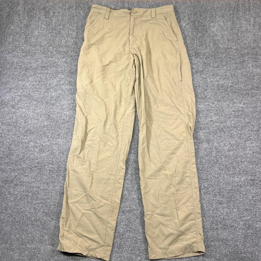 REI Pants Mens 32x34 Beige Lightweight Nylon Hiking Khakis UPF 40+ Pockets